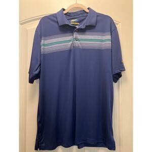 Jack Nicklaus Men’s Chest Stripe Stretch Performance Golf Polo Shirt Size L Blue